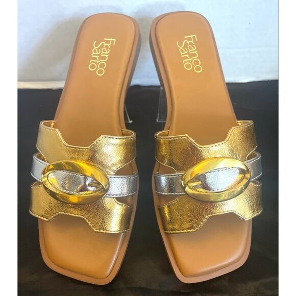 Franco Sarto Milada Gold and Silver Sandals with Metallic Finish WMS S 8.5 M NEW - Picture 1 of 10
